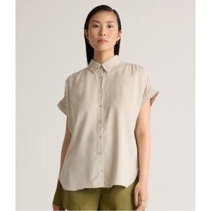 NWT QUINCE Women's Shale Button-Up Vintage Wash Tencel Camp Shirt Sz M